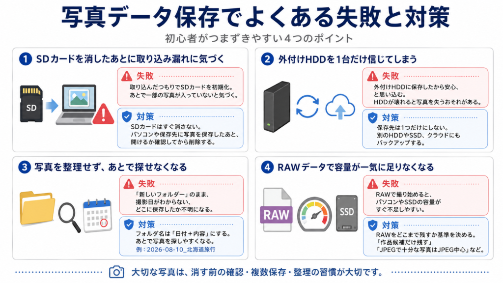 写真データ保存でよくある失敗と対策